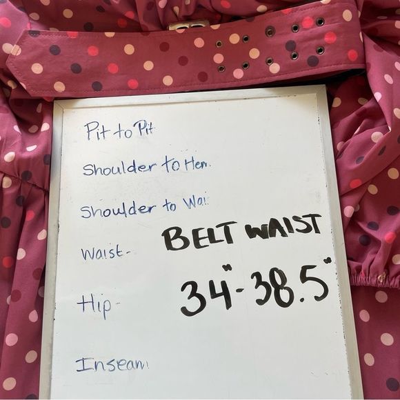 Eshakti Ruched Polka Dot Print Crepe Belted Dress Sz XL - Picture 13 of 13